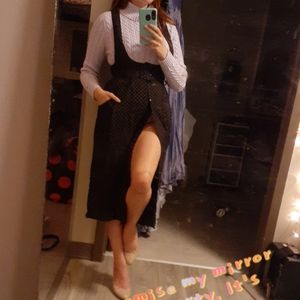 Black Vintage Midi Pinafold Dirndl Dress